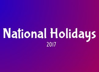 2017 & 2018 National Holidays