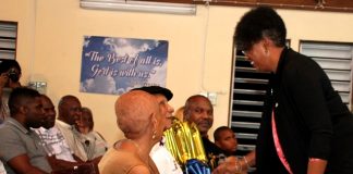 Minister Jacobs congratulates Mr. York on 100th birthday