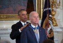 President Obama awarding the Presidential Medal of Freedom to Vice President Biden