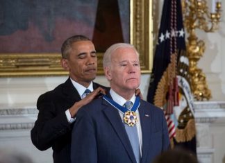President Obama awarding the Presidential Medal of Freedom to Vice President Biden