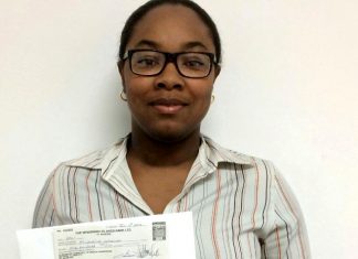 Michelene Warner receives donation to help her mother in her battle with cancer
