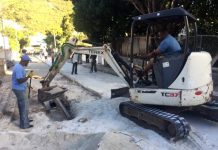 Young men from the area of South Reward were recruited for emergency work on the Arrowroot Road Sewage line connection project