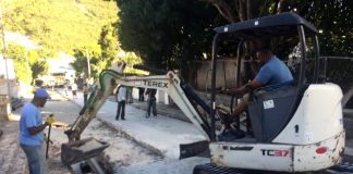 Young men from the area of South Reward were recruited for emergency work on the Arrowroot Road Sewage line connection project