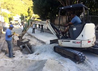 Young men from the area of South Reward were recruited for emergency work on the Arrowroot Road Sewage line connection project