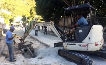 Young men from the area of South Reward were recruited for emergency work on the Arrowroot Road Sewage line connection project