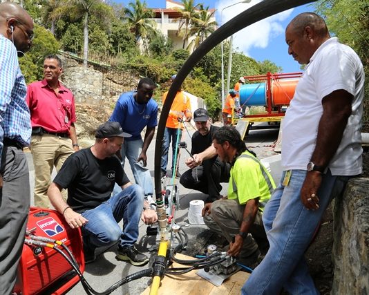 TelEm Group technicians training on use of newly purchased fiber-blowing tools