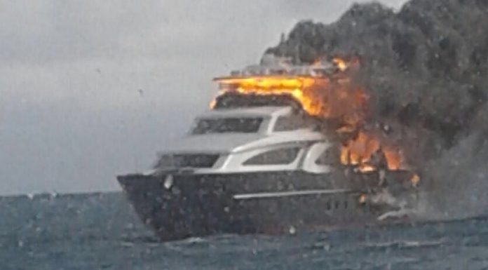 Yacht On Fire near BVI Dog Islands