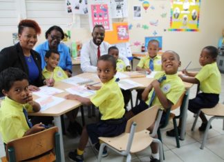 Minister Jacobs visit Leonald Conner students at the CLB school