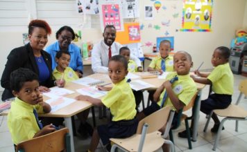 Minister Jacobs visit Leonald Conner students at the CLB school