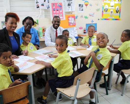 Minister Jacobs visit Leonald Conner students at the CLB school