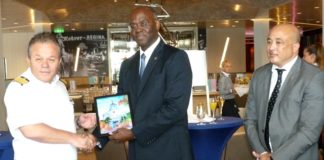 Mein Schiff 5 makes Inaugural Call. Governor Holiday Given Tour of Dr. A.C. Wathey Cruise & Cargo Facilities