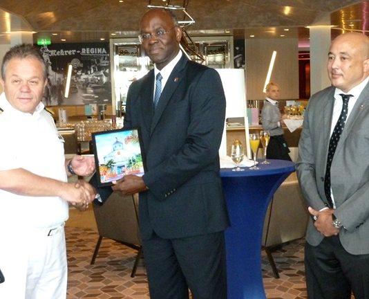 Mein Schiff 5 makes Inaugural Call. Governor Holiday Given Tour of Dr. A.C. Wathey Cruise & Cargo Facilities