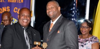 Alison Busby is new St. Maarten Lions Club President and Michael van Grieken is Lion of the Year