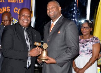 Alison Busby is new St. Maarten Lions Club President and Michael van Grieken is Lion of the Year