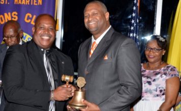 Alison Busby is new St. Maarten Lions Club President and Michael van Grieken is Lion of the Year