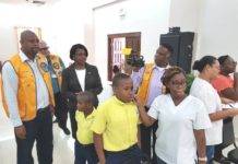 Prime Minister Romeo Marlin visits the Lions Club Eye Screening Project