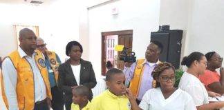 Prime Minister Romeo Marlin visits the Lions Club Eye Screening Project