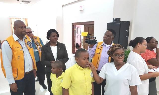Prime Minister Romeo Marlin visits the Lions Club Eye Screening Project
