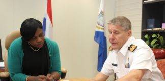 Prime Minister Romeo Marlin receives a courtesy visit from Commander of the Netherlands Forces in the Caribbean
