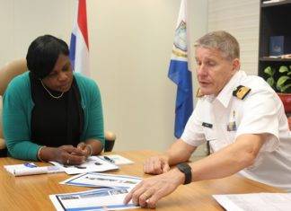Prime Minister Romeo Marlin receives a courtesy visit from Commander of the Netherlands Forces in the Caribbean