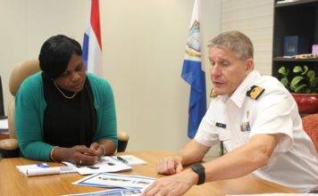 Prime Minister Romeo Marlin receives a courtesy visit from Commander of the Netherlands Forces in the Caribbean