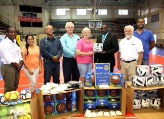 St. Maarten Rotary Club – Mid Isle donates materials for Sport to the National Sport Institute