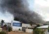 Warehouse on fire in Cole Bay