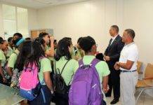 St. Dominic Form 2 students visit Finance Minister Perry Geerlings