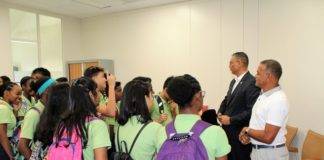 St. Dominic Form 2 students visit Finance Minister Perry Geerlings