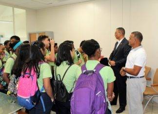St. Dominic Form 2 students visit Finance Minister Perry Geerlings