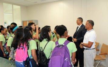 St. Dominic Form 2 students visit Finance Minister Perry Geerlings