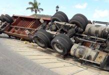 UPDATE * Trailer truck turn over on Kruytoff Roundabout