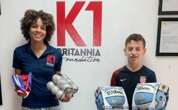 Thirteen-year-old Jacob Brown donates sports equipment to children via K1 Britannia