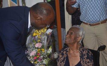 Mrs. Carmen Hodge Carrington Celebrates her 100th birthday with Five generations of her offspring