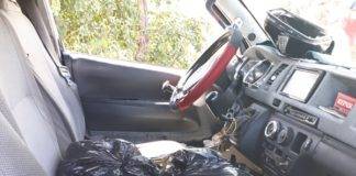 Concrete blocks damages bus in hit and run