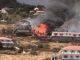 Live video coverage of a large building on fire in Hell’s Gate SABA