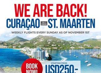 Curaçao-St.Maarten-Curaçao weekly flights on Sundays as of November 1st