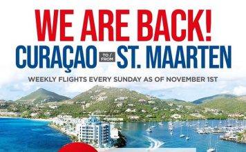 Curaçao-St.Maarten-Curaçao weekly flights on Sundays as of November 1st