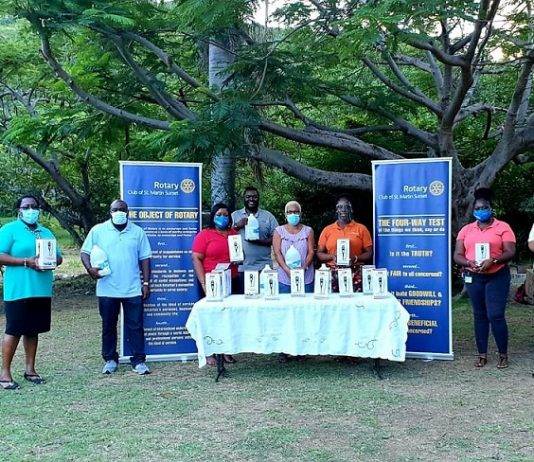 Rotary Sunset Donates Hand Sanitizers and Dispensers To Primary Schools