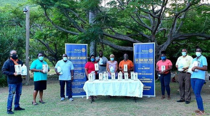 Rotary Sunset Donates Hand Sanitizers and Dispensers To Primary Schools