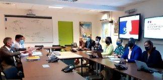 Prime Minister Silveria E. Jacobs meets Préfet Délégué Serge Gouteyron to discuss synchronizing measures to safeguard public health