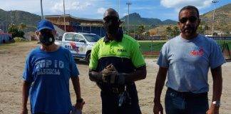 Community officers with together with a community partner assisted coach Tom at the Little League Stadium