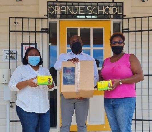 RM Productions donates masks and hand sanitizing dispensers to all elementary public schools.