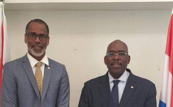 Minister Plenipotentiary Violenus & Senior Staff building bridges in Sint Maarten