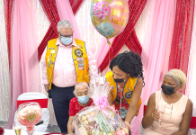 Sint Maarten Lions Club Members celebrate 100th Birthday with Ms. Olive Hodge- Wilson.
