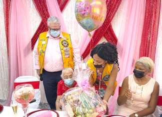 Sint Maarten Lions Club Members celebrate 100th Birthday with Ms. Olive Hodge- Wilson.