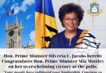 Prime Minister Jacobs congratulates Prime Minister Mia Mottley on victory at the polls