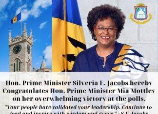 Prime Minister Jacobs congratulates Prime Minister Mia Mottley on victory at the polls