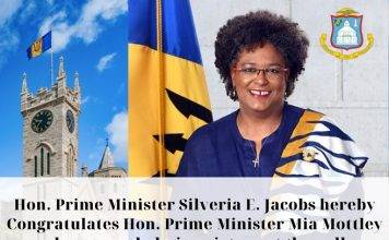 Prime Minister Jacobs congratulates Prime Minister Mia Mottley on victory at the polls