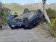 Car flips over in Statia